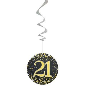 Happy 21st Birthday Holographic Hanging Swirl Decorations (6pcs)