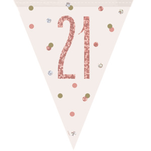 21st Birthday: 21st Birthday Prismatic Rose Gold Flag Banner 2.74m