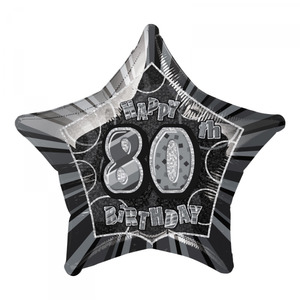 Shapes: Glitz Birthday 80th Helium Foil Balloon Black