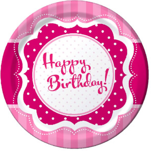 Disposable Plates: Pink Birthday Plates 22cm