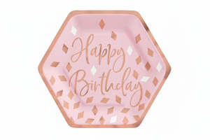 Rose Gold And Blush Pink Birthday Paper Plates 9in (8)