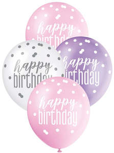 6 12 Balloon Packs: 70th Pink, Purple & White Latex Balloons (6)