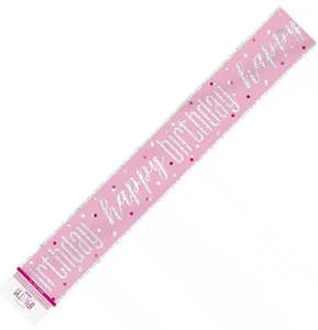 Banners: Happy Birthday Prismatic Pink Foil Banner 2.74m