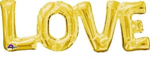 Banners: Gold Love Foil Letter Air Filled Balloon Banner