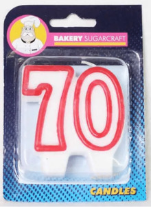 Candles: 70th Birthday Cake Candle - Red & White