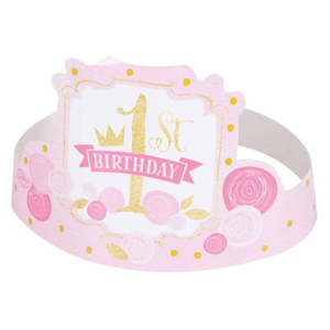 Pink & Gold 1st Birthday Hats (6)