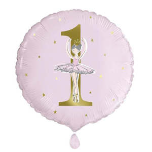 1st Birthday Pink Ballet Dancer Foil Balloon 45cm