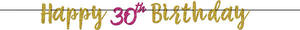 30th Birthday: Pink And Gold Glitter Milestone 30th Letter Banner