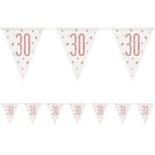 30th Birthday Prismatic Rose Gold Flag Banner 2.74m
