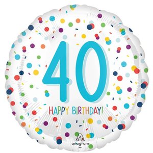Foil Balloon 40th - Rainbow Confetti