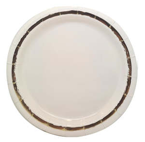 White Paper Plates with Painted Gold 7inch (10pk)