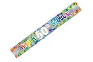 Banner Happy 60th Birthday - Silver Stars