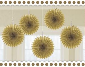 Fans: Mini Tissue Fans - Gold (5)
