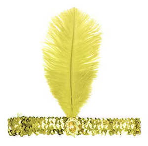 Masks: Yellow Charleston Flapper Headpiece with gold detail