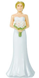 Cake Toppers: Bride Wedding Cake Topper With Flowers 10.4cm (Blonde)