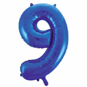 Foil Numbers: Giant Royal Blue Foil Number Balloon - 9