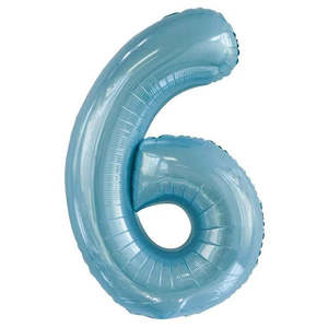 Foil Numbers: Giant Powder Blue Foil Number Balloon - 6