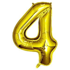 Mini: Gold Foil Number Balloon  (35cm)14in -No. 4 (fill with air only)