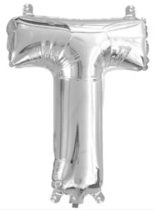 Foil Letter Banners Air Fill Only: Silver Letter T Mini Foil Balloon
