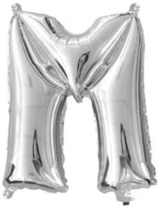 Foil Letter Banners Air Fill Only: Silver Letter M Mini Foil Balloon