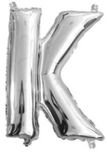 Foil Letter Banners Air Fill Only: Silver Letter K Mini Foil Balloon
