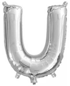 Foil Letter Banners Air Fill Only: Silver Letter U Mini Foil Balloon