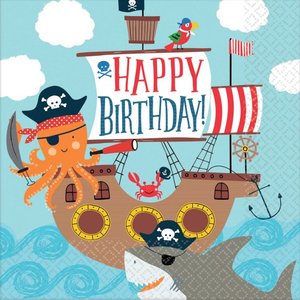 Ahoy Pirate Happy Birthday Napkins 16pk