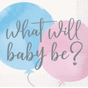 Gender Reveal What Will Baby Be Beverage Napkins (16pk)