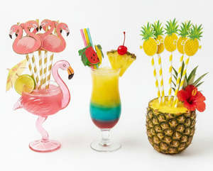 Tropical Paper Straws Assorted 6pk