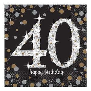 Napkins: Sparkling Celebration 40th Beverage Napkins (16)