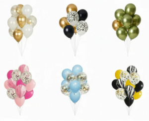 6 12 Balloon Packs: Confetti Balloons Mixed 12pk