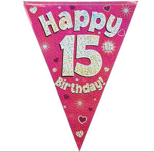 Happy 15th Birthday Pink Bunting