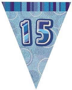 Glitz Birthday 15th Bunting Blue Silver