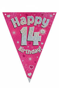 Banners: Happy 14th Pink Birthday Bunting