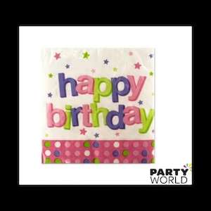 Birthday Pink Dots Beverage Napkins (16)
