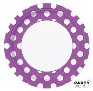 Products: Polka Dot Paper Plates 9in – Pretty Purple (8)