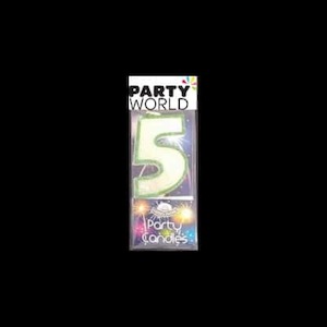 Candle Glitter Green Number 5