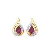 Products: 9ct Created Ruby & Diamond Earrings