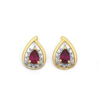 Products: 9ct Synthetic Ruby & Diamond Earrings