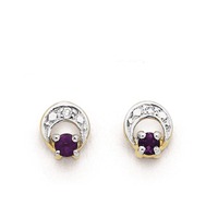 9ct amethyst &amp. Diamond studs