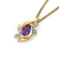9ct gold amethyst &amp. Diamond pendant