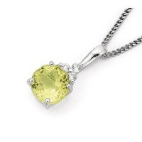 Sterling silver lemon quartz &amp. Cubic zirconia pendant