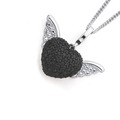 Products: Sterling silver black &amp. White cubic zirconia heart with wings pendant