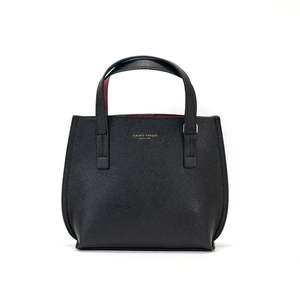 Tote Bags: CM - Iconic Mini Tote Bag - Black/Burgundy