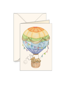 Greeting Cards: Card T - Baby Bear in Hot Air Balloon