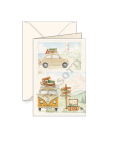 Greeting Cards: Card T - VW Combi and Fiat 500