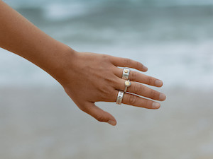 Products: 22K Gold on Pure Silver Blob Ring Patina Jewellery Wellington