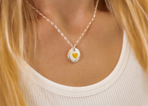 Products: Pure Silver / 22K Gold Heart Medium Chunky Pendant Patina Jewellery