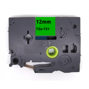 Products: Tze 731 aze 731 label tape black on green - Inkshop