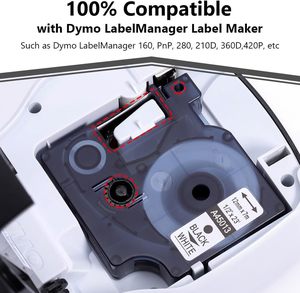 Dymo 45013 Label Tape 12mmx7m Black on White Latest - Inkshop